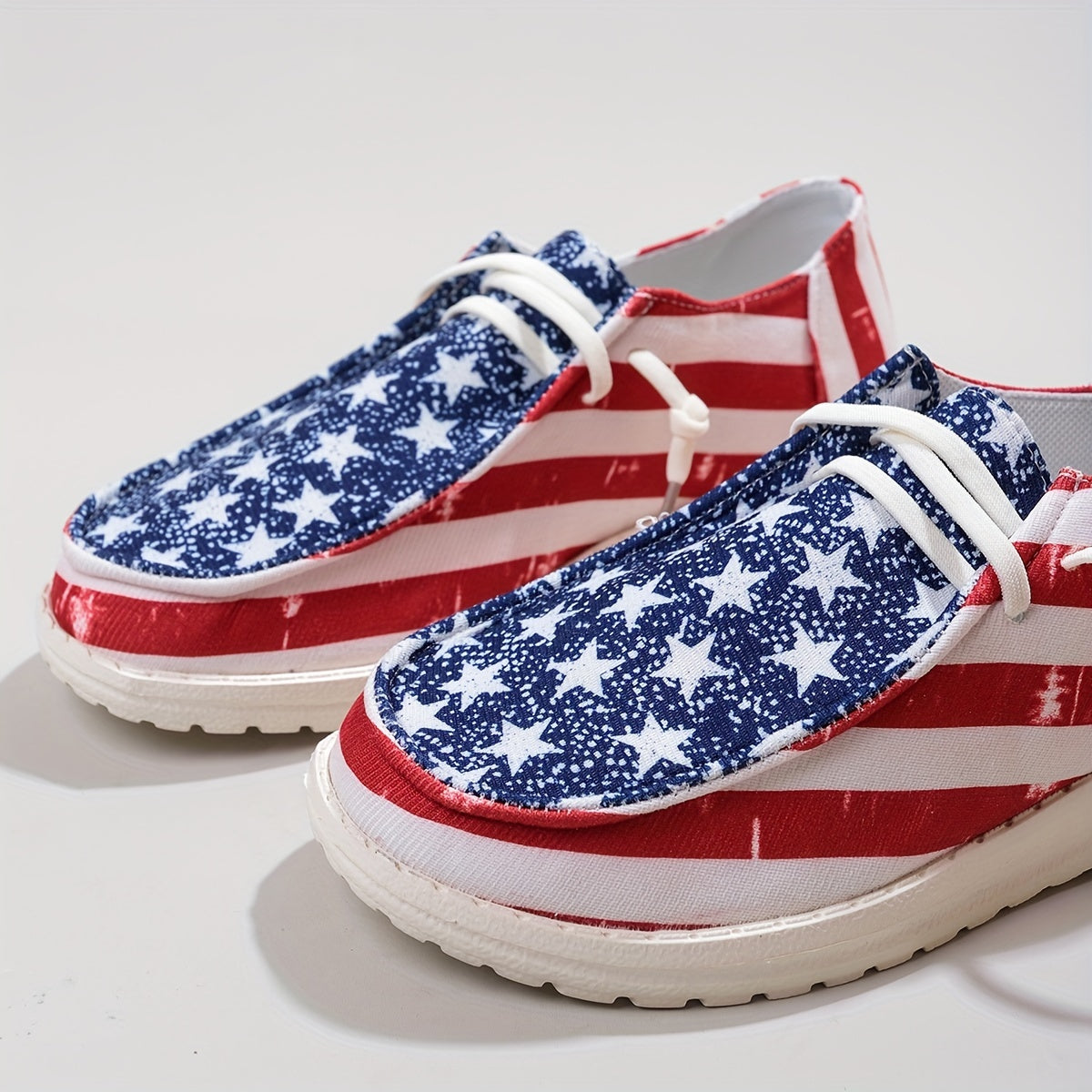 Women's Independence Day Flag Element Canvas Shoes, Casual Lace Up Outdoor Sneakers, Lightweight Low Top Shoes